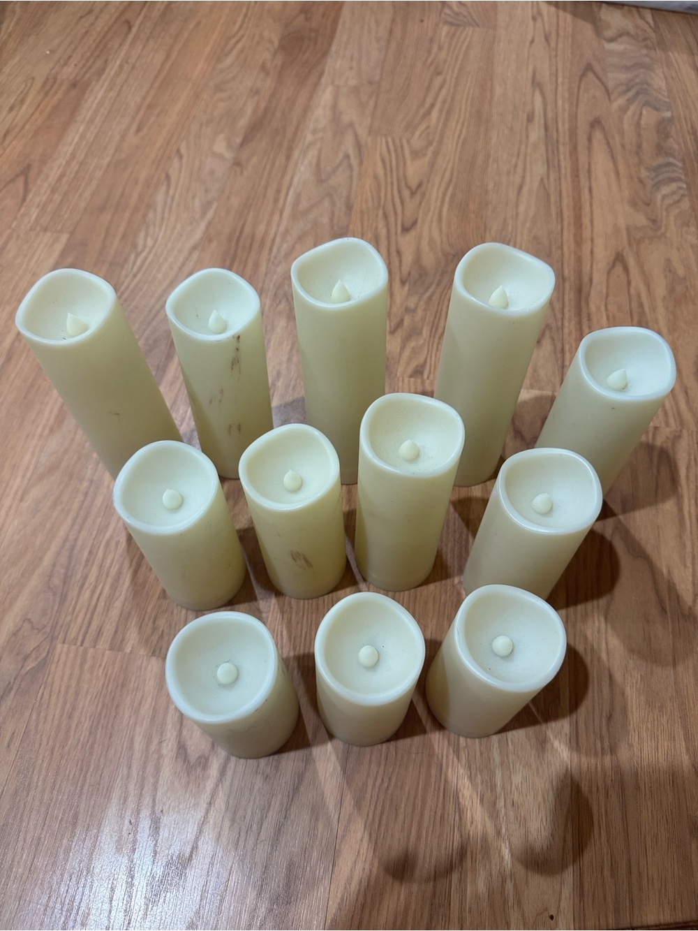 Set of 12 Ivory flameless Pillar Candles